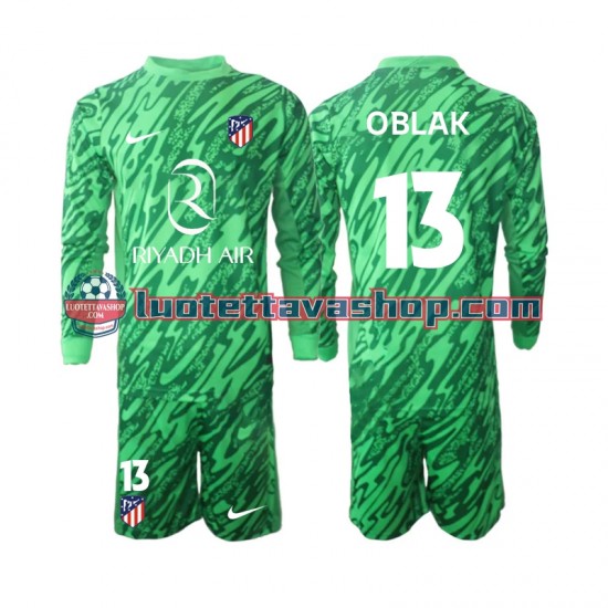 Lapset Atlético Madrid Maalivahdin Jan Oblak 13 2024-2025 Pitkähihainen Fanipaita ,Vieras