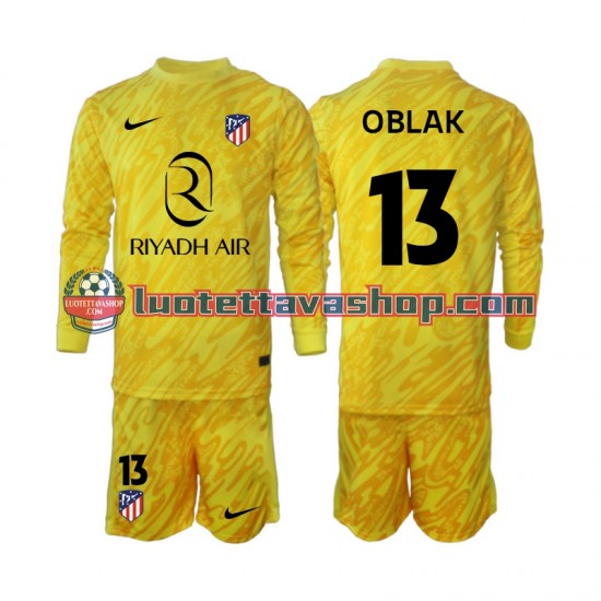 Lapset Atlético Madrid Maalivahdin Jan Oblak 13 2024-2025 Pitkähihainen Fanipaita ,Kolmas