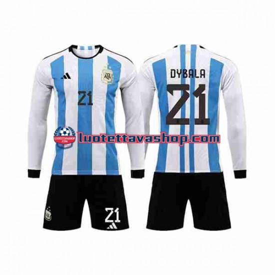 Lapset Argentiina 3 Stars Paulo Dybala 21 World Cup 2022 Pitkähihainen Fanipaita ,Koti