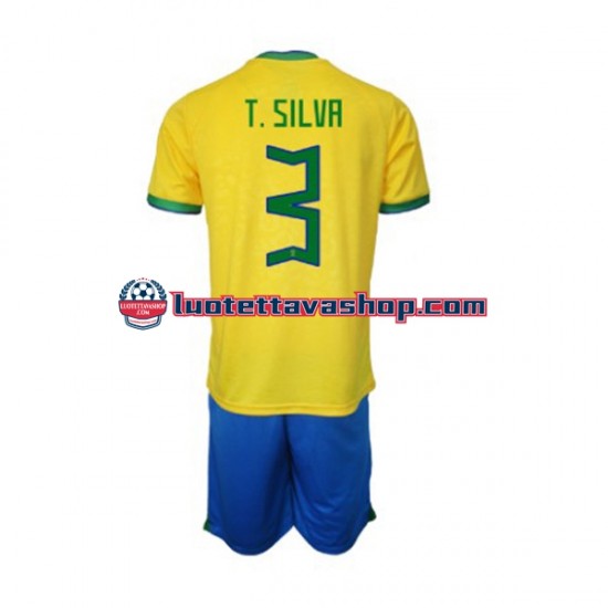 Lapset Brasilia Thiago Silva 3 World Cup 2022 Lyhythihainen Fanipaita ,Koti
