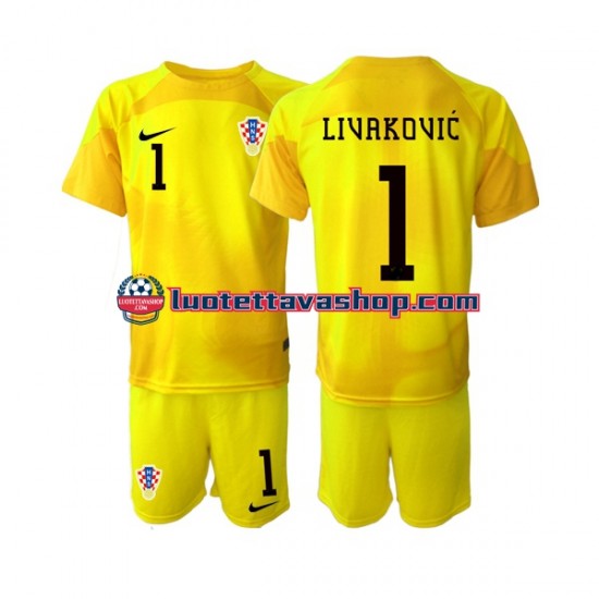 Lapset Kroatia Maalivahdin Dominik Livakovic 1 World Cup 2022 Lyhythihainen Fanipaita ,Koti