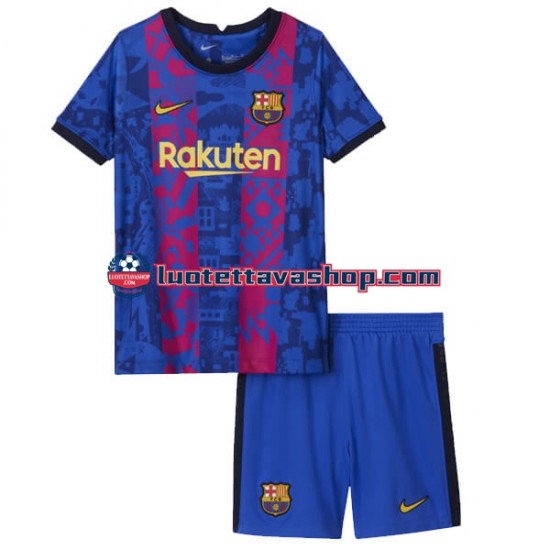 Lapset FC Barcelona 2021-2022 Lyhythihainen Fanipaita ,Kolmas