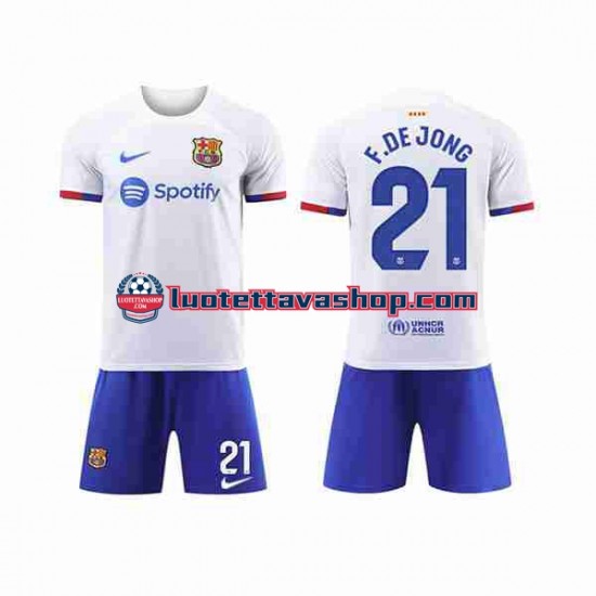 Lapset FC Barcelona Frenkie de Jong 21 2023-2024 Lyhythihainen Fanipaita ,Vieras