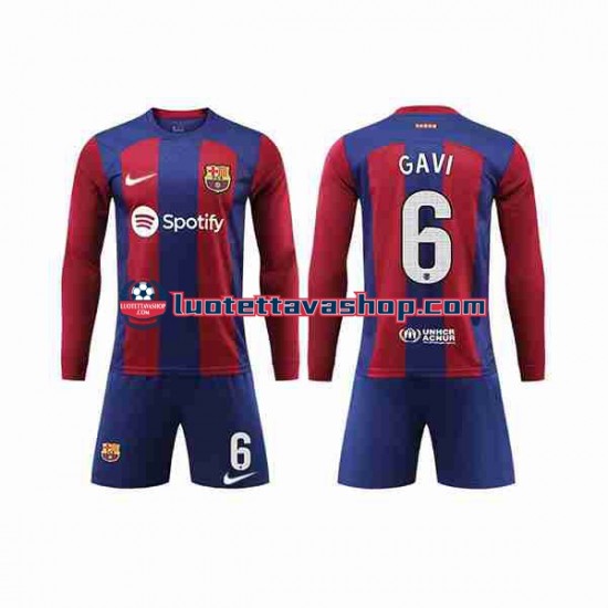 Lapset FC Barcelona GAVI 6 2023-2024 Pitkähihainen Fanipaita ,Koti