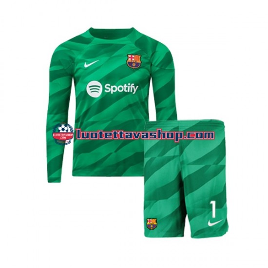 Lapset FC Barcelona Maalivahdin Ter Stegen 1 2023-2024 Pitkähihainen Fanipaita ,Koti