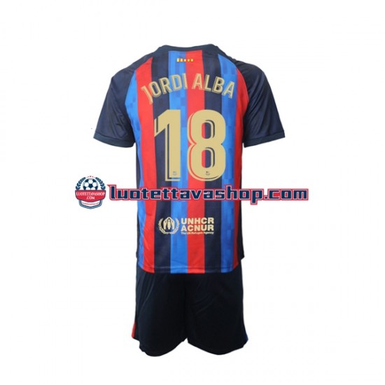 Lapset FC Barcelona Jordi Alba 18 2022-2023 Lyhythihainen Fanipaita ,Koti