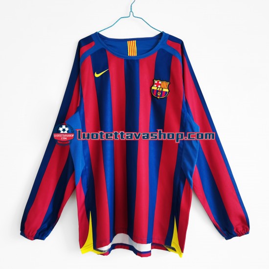 Miehet FC Barcelona Retro 2005-2006 Pitkähihainen Fanipaita ,Koti