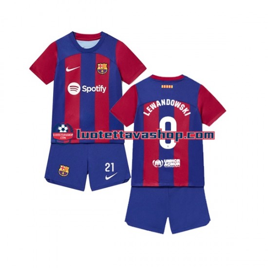 Lapset FC Barcelona Robert Lewandowski 9 2023-2024 Lyhythihainen Fanipaita ,Koti