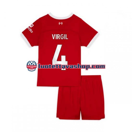 Lapset Liverpool Virgil van Dijk 4 2023-2024 Lyhythihainen Fanipaita ,Koti