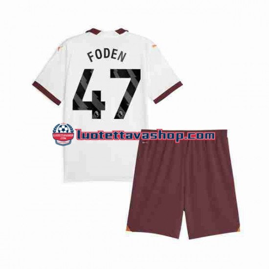 Lapset Manchester City Phil Foden 47 2023-2024 Lyhythihainen Fanipaita ,Vieras