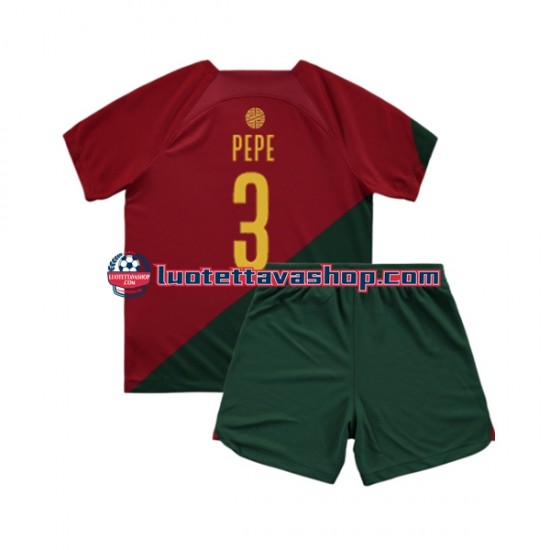 Lapset Portugali PEPE 3 World Cup 2022 Lyhythihainen Fanipaita ,Koti
