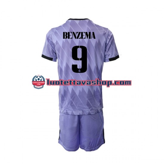 Lapset Real Madrid Karim Benzema 9 2022-2023 Lyhythihainen Fanipaita ,Vieras