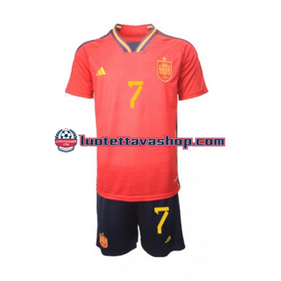 Lapset Espanja Alvaro Morata 7 World Cup 2022 Lyhythihainen Fanipaita ,Koti