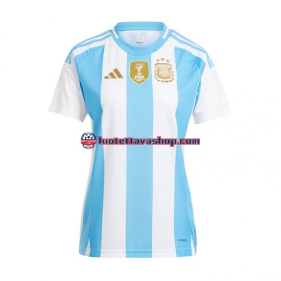 Naiset Argentiina Copa America 2024 Sininen Valkoinen Lyhythihainen Fanipaita ,Koti