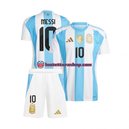 Lapset Argentiina Lionel Messi 10 Copa America 2024 Sininen Valkoinen Lyhythihainen Fanipaita ,Koti