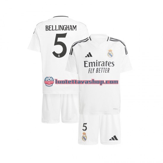 Lapset Real Madrid Jude Bellingham 5 2024-2025 Valkoinen Lyhythihainen Fanipaita ,Koti