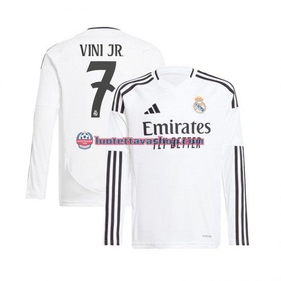Miehet Real Madrid Vinicius Junior 7 2024-2025 Valkoinen Pitkähihainen Fanipaita ,Koti